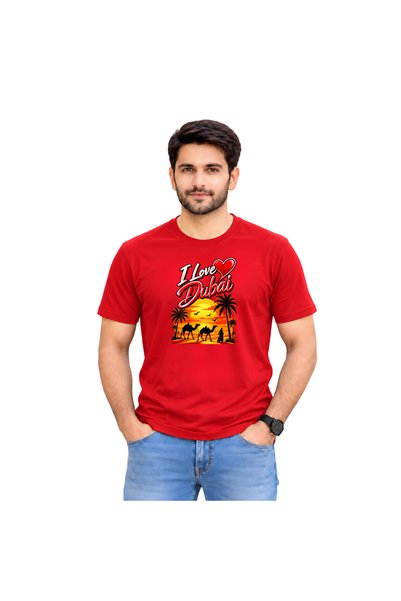 PRINTSHOP4ME I Love Dubai Adult Mens T-Shirt - Round Neck with Short Sleeve -...