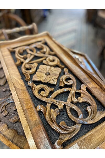 ANTİKA AYAL Hand-carved wooden tray 56x23