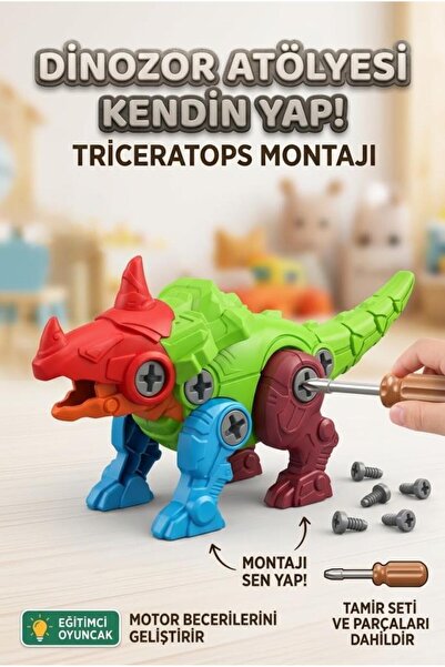 tıfıl Dinazor Atolyesi Kendin Yap Kolay Montajlı 18 Cm Motor Becerilerini Gel...