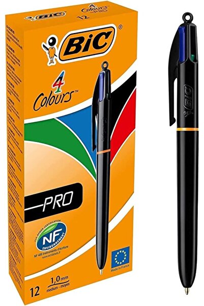 Bic قلم حبر جاف احترافي قابل للسحب بأربعة ألوان حبر وسمك متوسط (1.0 مم)، عبوة من