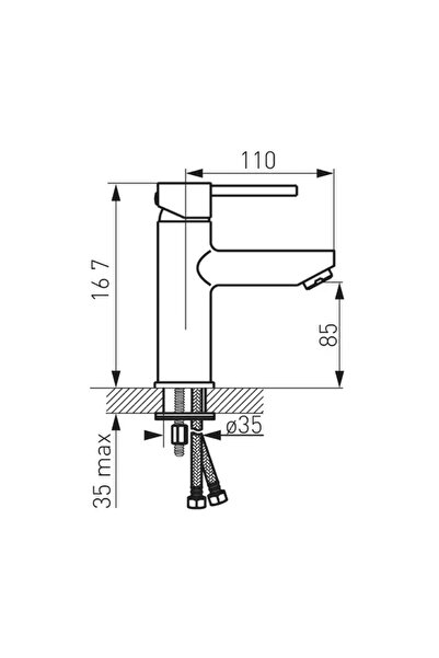 Vivis Baterie LAVATORY FLUSSO cu ventil click-clack, cromată