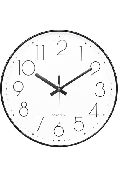 TRASSLE ساعة حائط 30 سم صامتة بدون تكتكة، ساعات حائط دائرية تعمل بالبطارية سه...