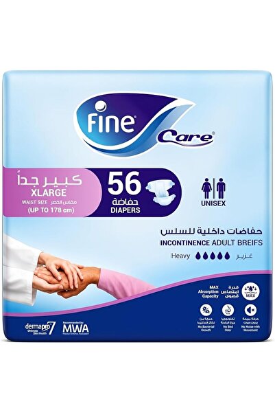 Fine Care حفاضات للكبار للجنسين، مقاس كبير جداً، مقاس الخصر 130-170 سم، 56 حف...
