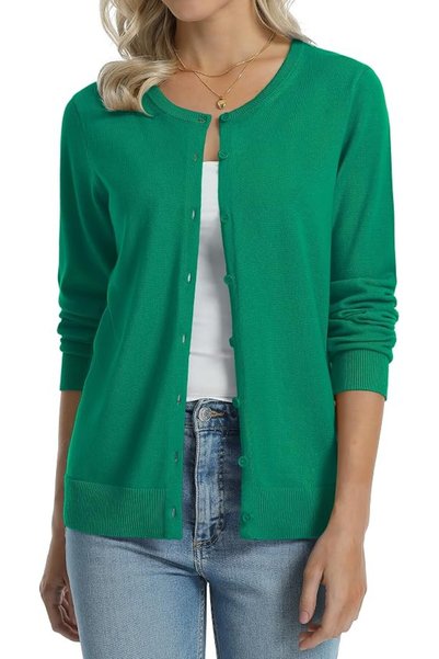 GENERAL QUALFORT Women's 100% Cotton Lightweight Cardigans Long Sleeve Knitte...