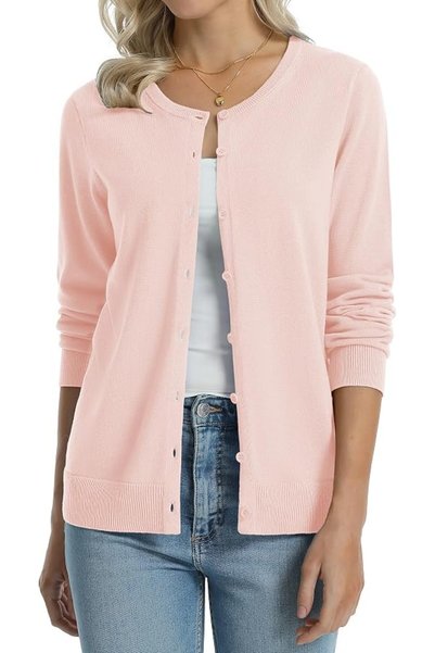 GENERAL QUALFORT Women's 100% Cotton Lightweight Cardigans Long Sleeve Knitte...