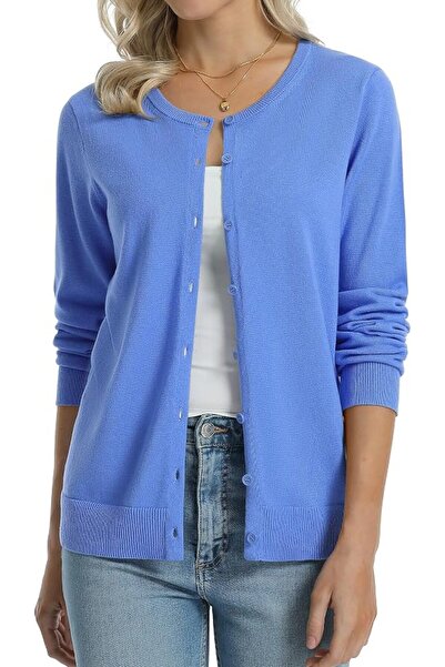 GENERAL QUALFORT Women's 100% Cotton Lightweight Cardigans Long Sleeve Knitte...
