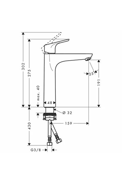 Vivis FOCUS 190 Baterie de lavoar fără aerisire