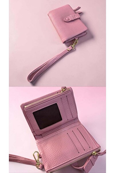 rinkadoll Pink Color Soft Texture Wrist Strap Wallet Clutch Bag