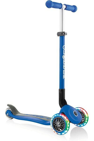 Globber Primo Aluminium Height Adjustable 3-Wheel Foldable Lights Scooter, Na...