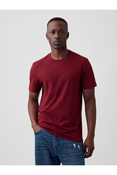 GAP Erkek Bordo Everyday Soft Bisiklet Yaka T-Shirt