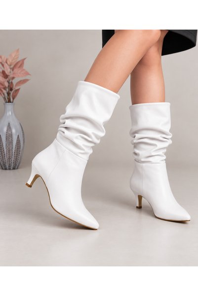TOLGSHOES Women's Pointed Toe Ruched Bellows New Season Short Boots