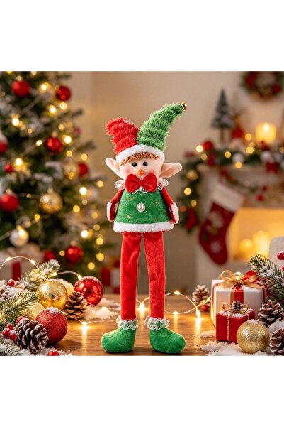 Kmt Style Decorative Christmas elf figurine with long legs and light, dimensi...