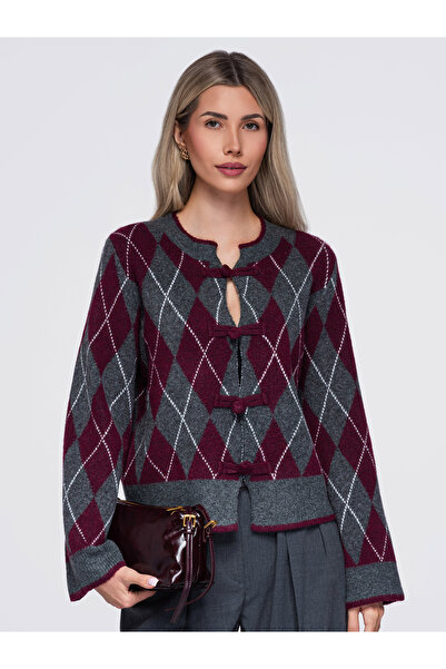 OMBRE Damenpullover, schlichte Passform, V-Ausschnitt Grau OW-SW-E0035