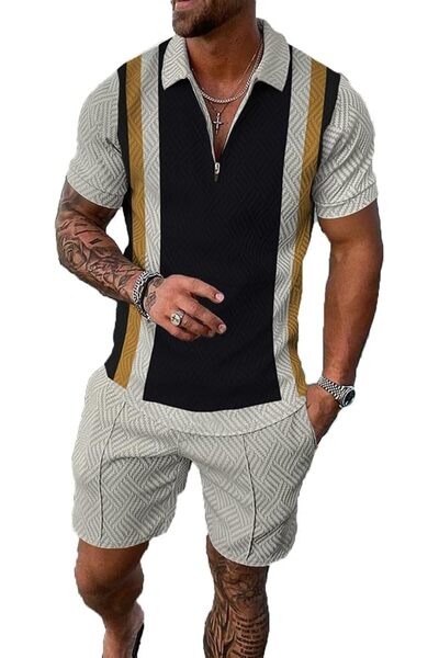 GENERAL BIRW Men‘s Track Suits 2 Piece Summer Short Sets Outfits Fashion Polo...