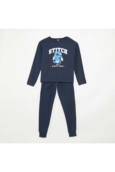 KIABI 'Disney' Long T-Shirt + Pants Pajama Set - 2 Pieces Blue