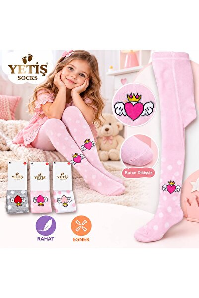 YETİŞ baby burun dikişsiz 3lü Bebek & Çocuk Pamuklu Külotlu Çorap Renkli Desenli