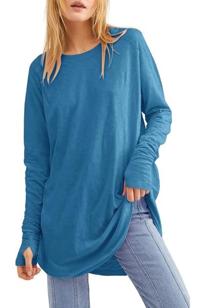 GENERAL Ebifin Long Sleeve Women's Long Shirt Crew Neck Long Sleeve Top Shirt...