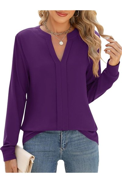 GENERAL Micoson Womens Tops Dressy Casual Long Sleeve Business Knit T Shirts ...