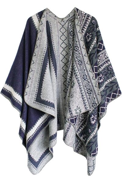 Urban CoCo Women's Color Block Shawl Wrap Open Front Poncho Cape