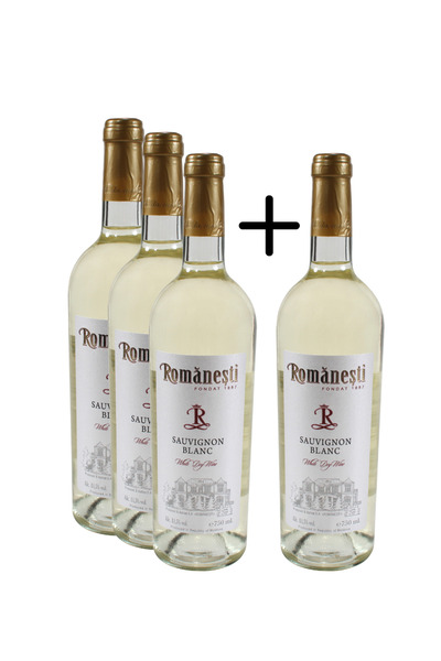 Romanesti Pack 3+1 free Romanian Sauvignon Blanc 2022