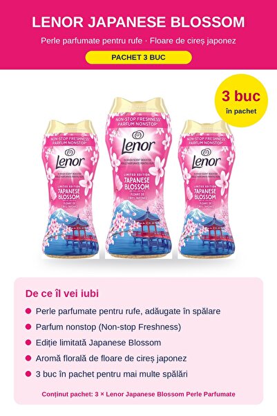 lenor Set 3 x Perle Parfumate pentru Rufe Lenor, Ediție Limitată Japanese Blo...
