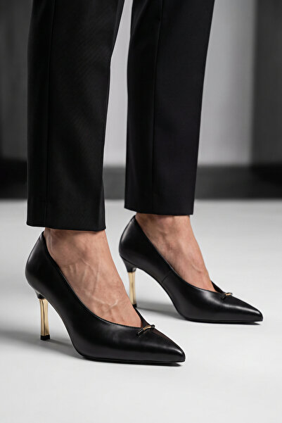 AYAKMOD Black Leather Thin Heeled Pointed Toe Women's Special Day and Evening...