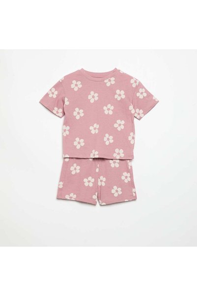 KIABI Printed Jersey 2-Piece Short Pyjamas Pink