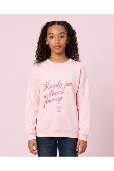 REDTAG Senior Girls Pink Slogan Sweatshirt