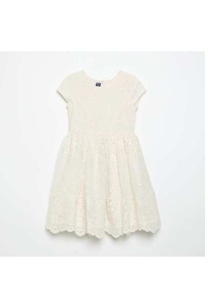 KIABI Tulle Princess Dress With Broderie Anglaise White
