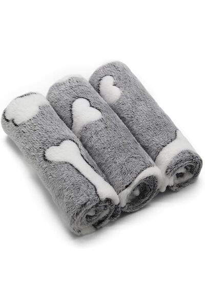 GENERAL 1 Pack 3 Puppy Blankets Super Soft Warm Sleep Mat Grey Cute Print Bla...