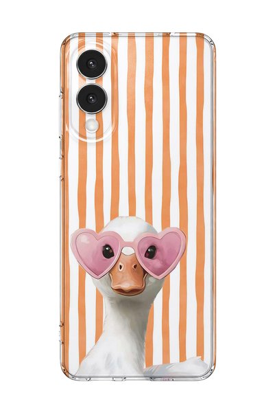FLAMENKO Samsung Galaxy S25 Edge Compatible Transparent Phone Case with Heart...