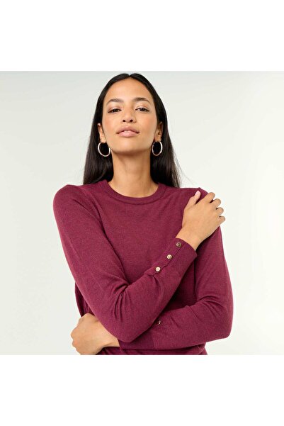 KIABI Fine Gauge Knit Round Neck Sweater Purple