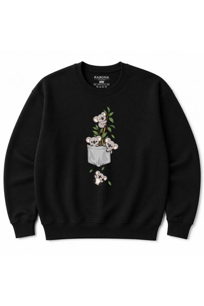 Rabona Fashion Koala Pocket Crew Eucalyptus Graphic Sweatshirt