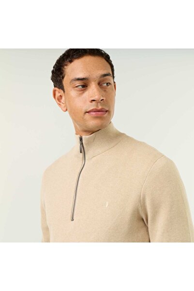 KIABI Zipped High-Neck Sweater Beige