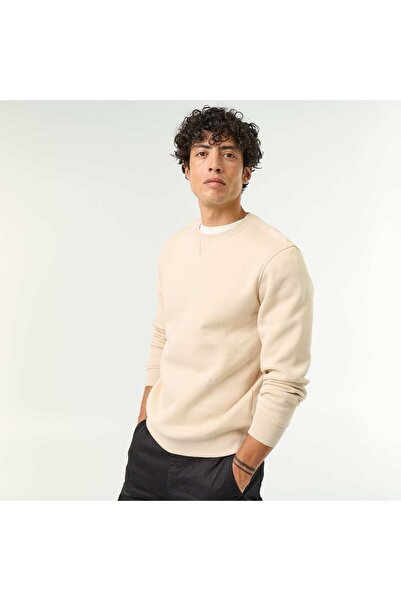 KIABI Plain Brushed Fleece Sweatshirt Beige
