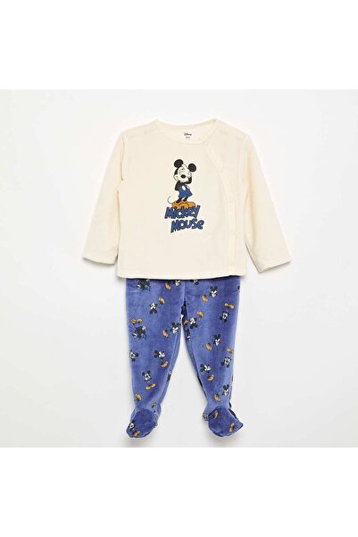KIABI 'Mickey Mouse' Velvet 2-Piece Pajama Set Blue
