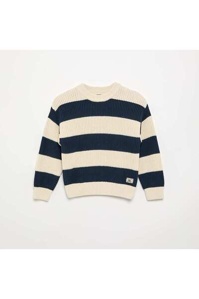 KIABI Striped Long-Sleeved Sweater Blue