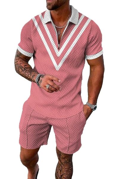 GENERAL BIRW Men‘s Track Suits 2 Piece Summer Short Sets Outfits Fashion Polo...