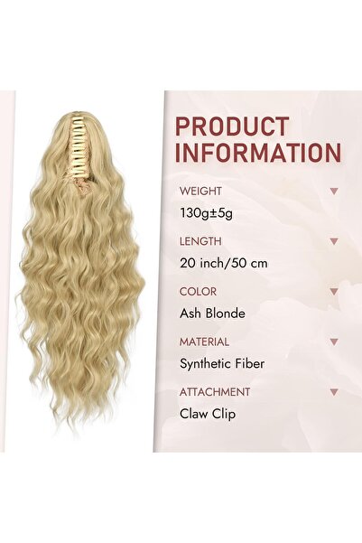 Dotail Extensii de păr, cu clipsuri, crețe, 50 cm, fibră sintetică, blond cenușiu