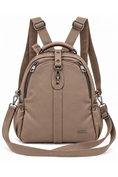 Just Polo Women's Imported Leather Multi-Section Shoulder and Backpack Bag (S...