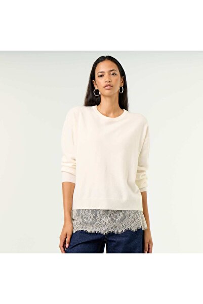 KIABI Lace-Inset Sweater White