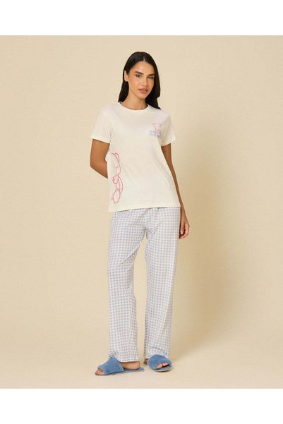 REDTAG Women Ivory And Blue Printed Pyjama Set