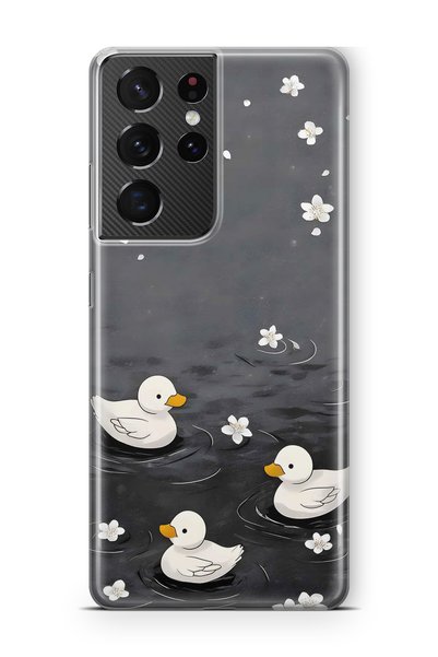 FLAMENKO Samsung Galaxy S21 Ultra Compatible Transparent Phone Case with Duck...