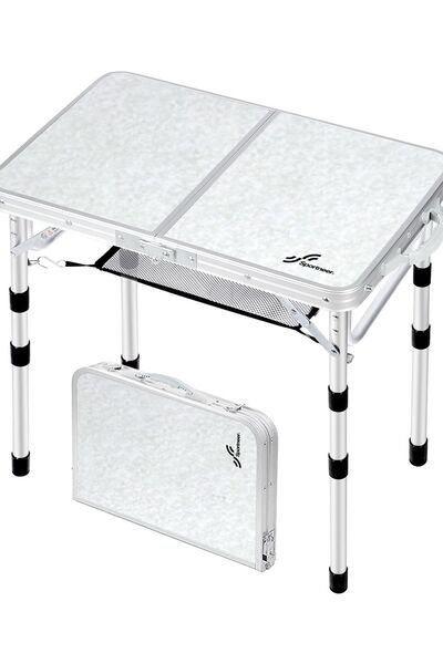Sportneer Folding Camping Table, 60 x 40 cm tabletop, 3-level height adjustme...