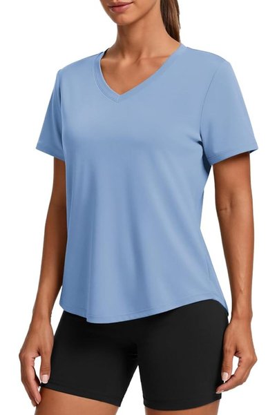 GENERAL PINSPARK V Neck Workout Tops for Women Short Sleeve Quick Dry Shirts