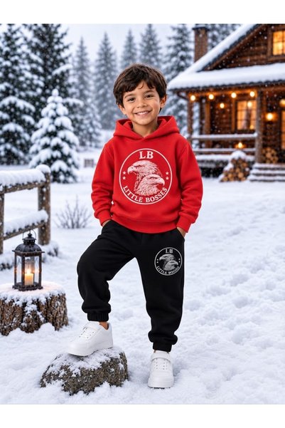 LB little bosses طقم رياضي شتوي للأطفال للجنسين (LB KARTAL)