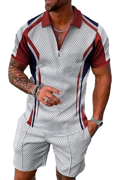 GENERAL BIRW Men‘s Track Suits 2 Piece Summer Short Sets Outfits Fashion Polo...