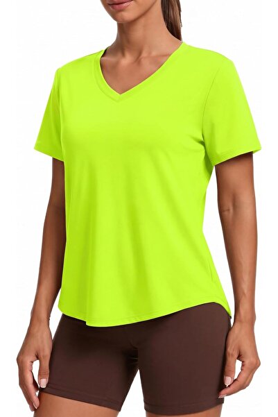 GENERAL PINSPARK V Neck Workout Tops for Women Short Sleeve Quick Dry Shirts