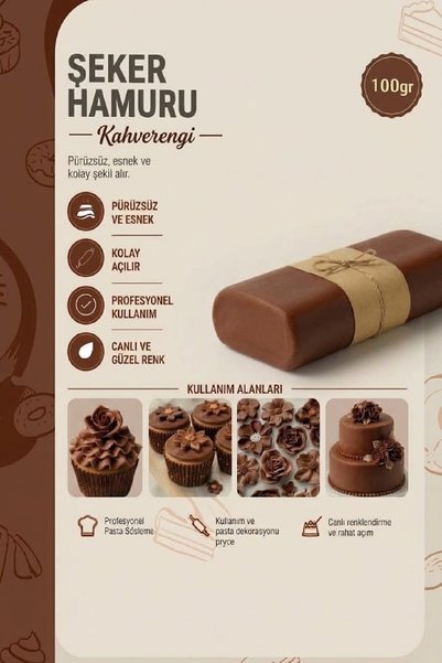 LİZYA BABY Lizya Gıda Şeker Hamuru Kahverengi 100 gr