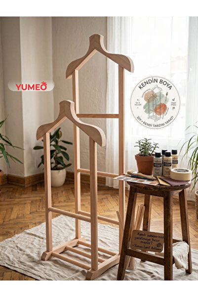 Lord Kendin Yap (DIY) Boyanabilir Ham Ahşap Dilsiz Uşak - Yüzüklük Bölmeli Doğal Kayın Yüzüklük Bölmeli Ofis Yatak Odası Çeyizlik Hediyelik Askı
